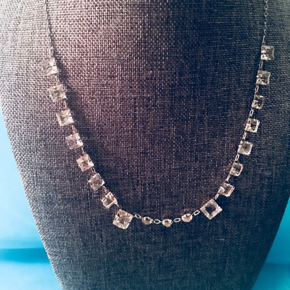 Vintage Diamond Short Sterling Silver Necklace 16” - Picture 2 of 8